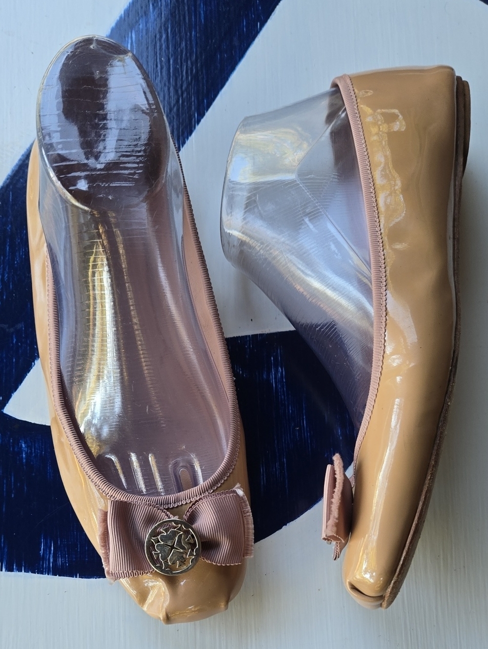 Kate Spade Tan Patent Leather Ballet Flat With Bow Size US 9.5